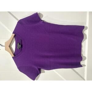 C by Bloomingdale's Purple 100% Cashmere Short Sleeve Sweater, Medium